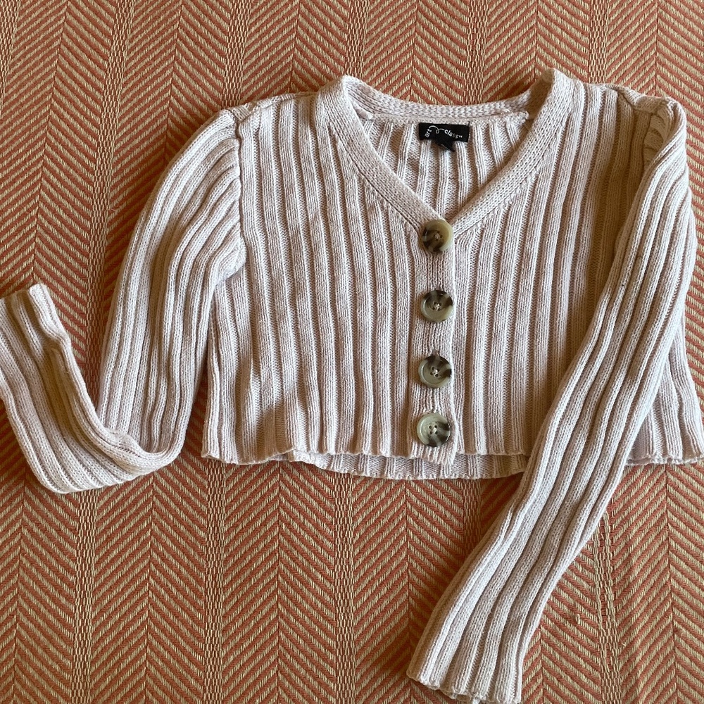 Girls art class Light pink cropped cardigan sweater